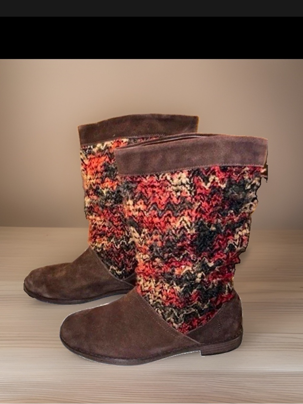 TOMS Serra Slouchy Knit Boots in dark brown suede, Women’s size 9